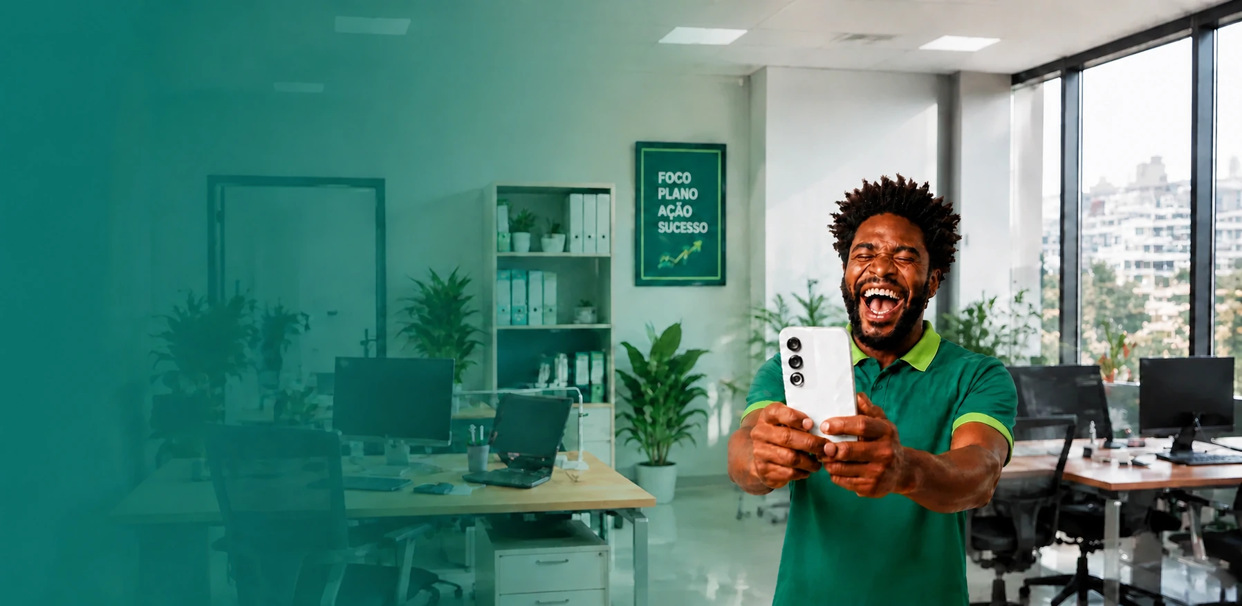 Customer enjoying a FoneGo smartphone